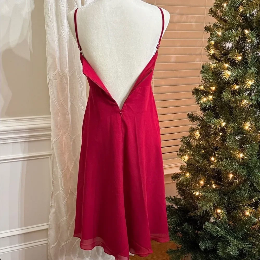 JJ’s House Burgundy Chiffon Fit & Flare Dress Youth J12 (11–12 yrs) NWT